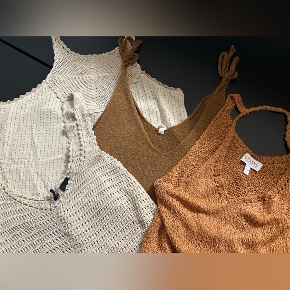 BUNDLE Knitted Top Brown Beige Off-White Cream Tan Assortment - Picture 1 of 11